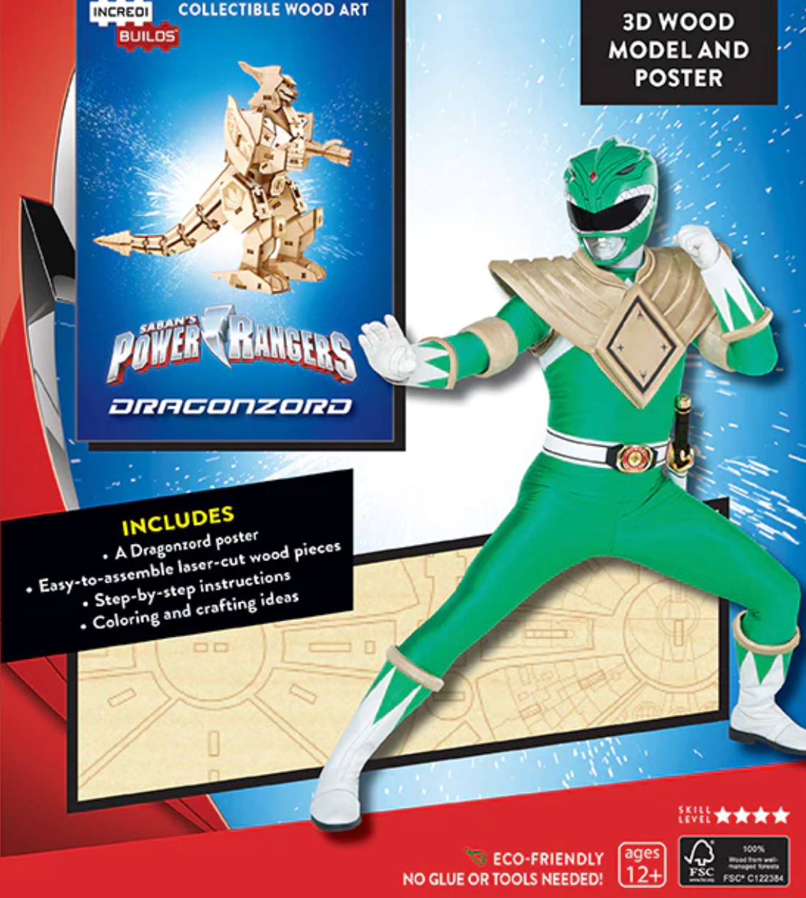 IncrediBuilds: Power Rangers: Dragonzord 3D Wood Model and Poster